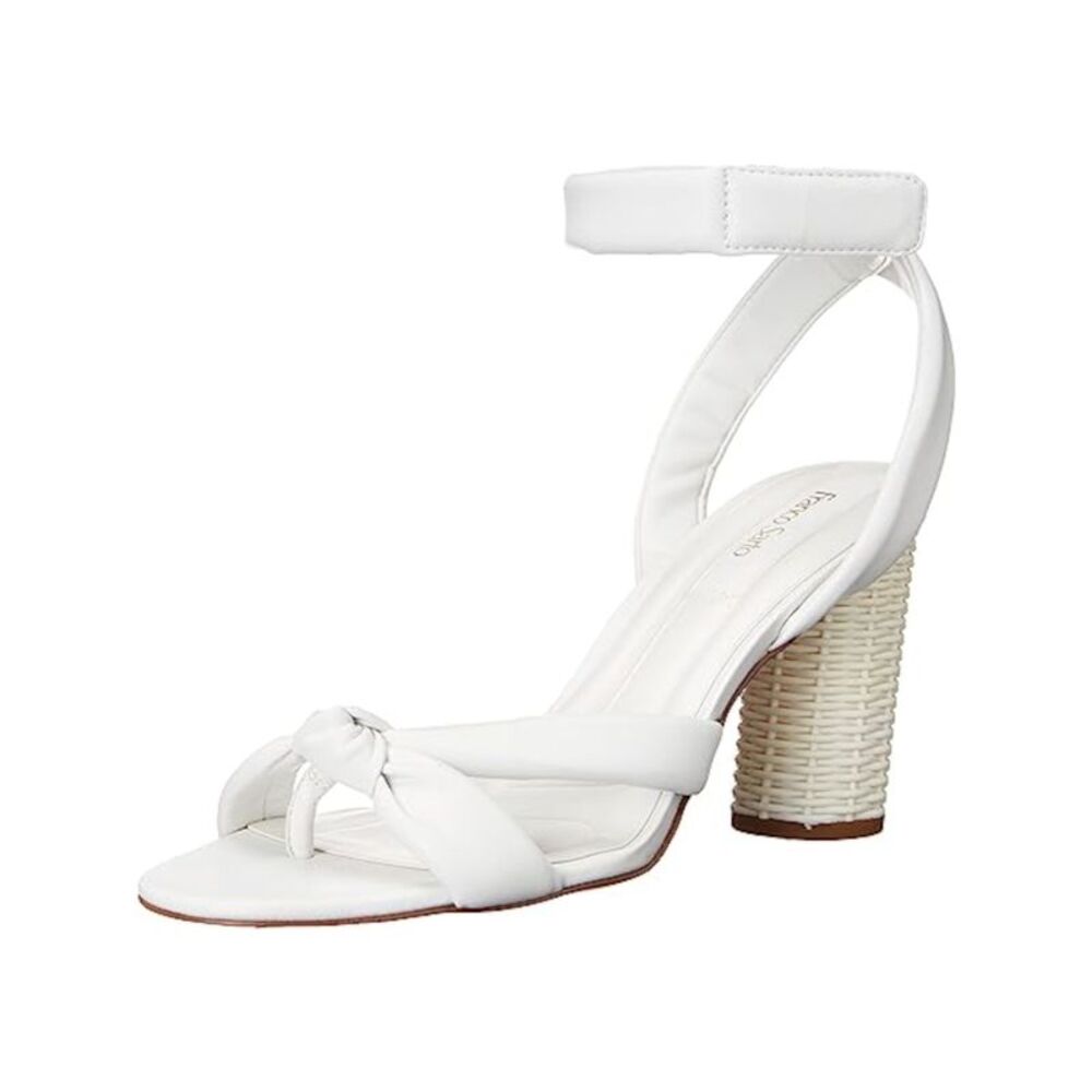 FRANCO SARTO Womens White Woven Oma Round Toe Block Heel Heeled Sandal 6.5 M